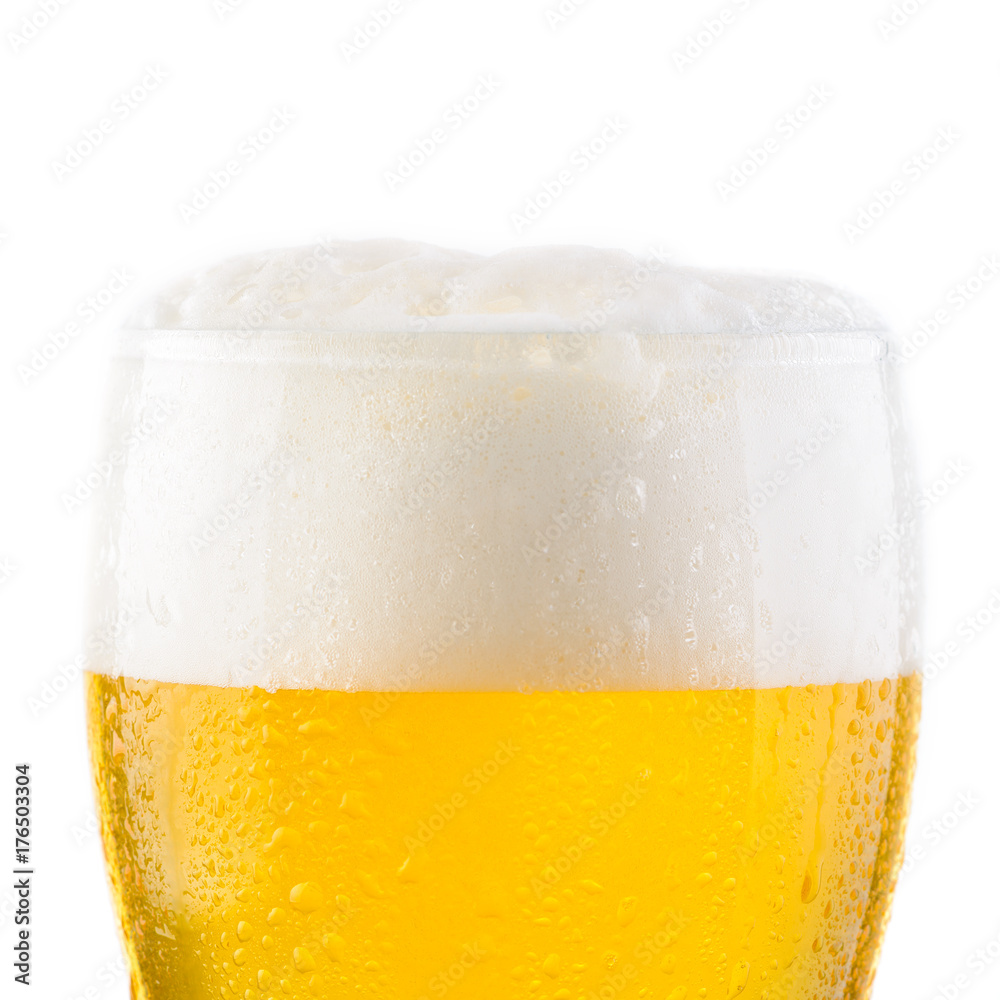 Water drops on glass of cold fresh light beer. Close-up Water drops on glass of cold fresh light beer. Close-up