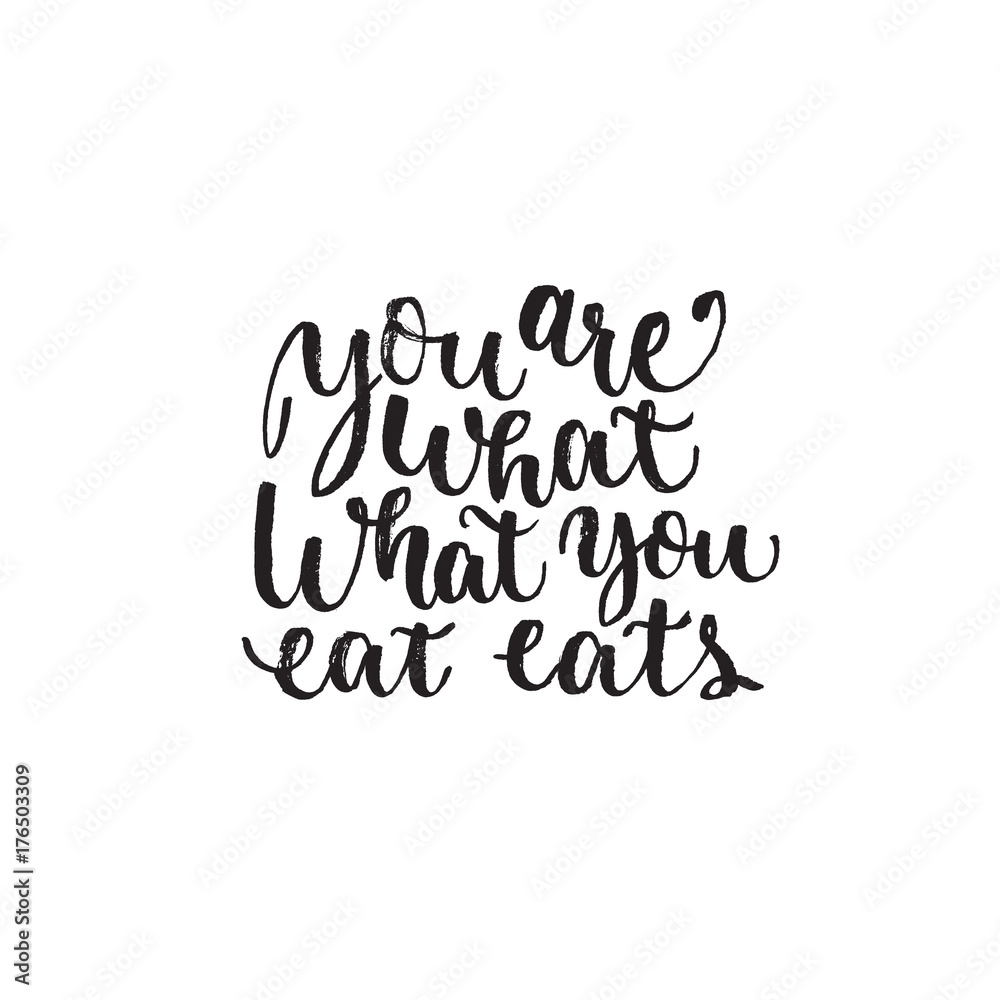 You are what what you eat eats. Hand drawn lettering quote. Vector illustration.