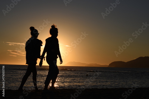 sunset beach silhouette couple love sun sea people ocean sky sunrise woman romance trave young nature romantic happy