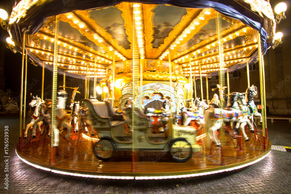 Illuminated vintage carousel