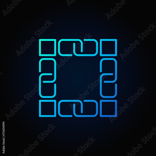 Blockchain technology blue icon. Vector block chain concept line