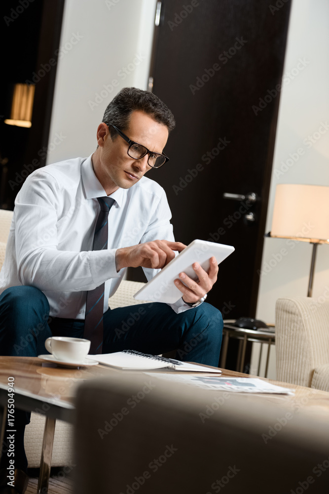 businessman working with tablet
