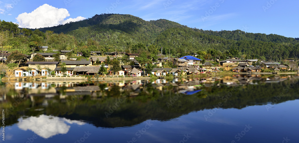Beautiful landscape of Ban Rak Thai Village, Ancient Chinese settlement in Mae Hong Son, Northern Thailand. The village was established, and is still populated by Chinese Kuomintang refugees