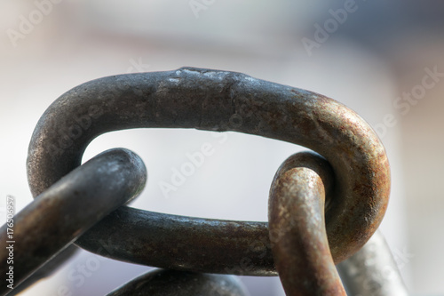 Closeup of rust iron chains