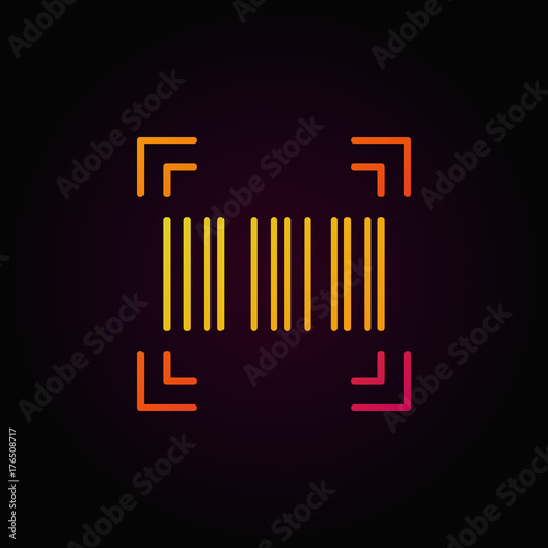 Barcode vector colorful linear icon on dark background