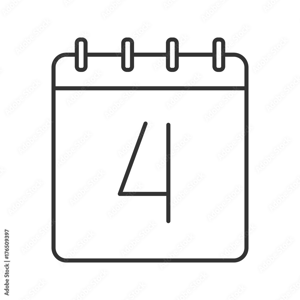 Fourth day of month linear icon Fourth day of month linear icon
