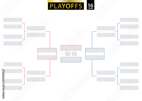 16 Team Single Elimination Bracket. Tournament Bracket for playoffs on white background.