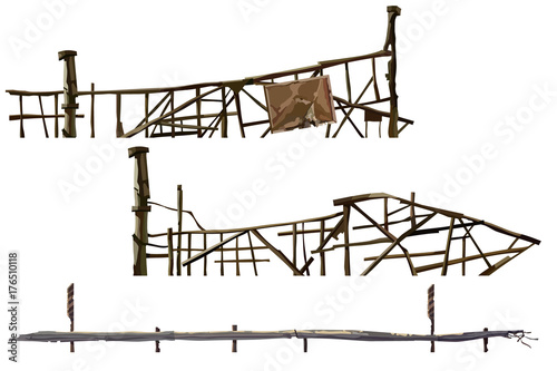 painted old dilapidated fences made of sticks