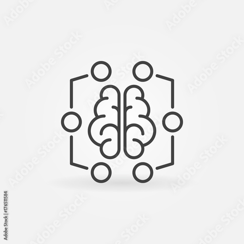 Digital brain minimal icon - vector machine learning sign