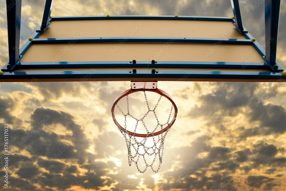 Street basketball.Basketball Hoop close up.