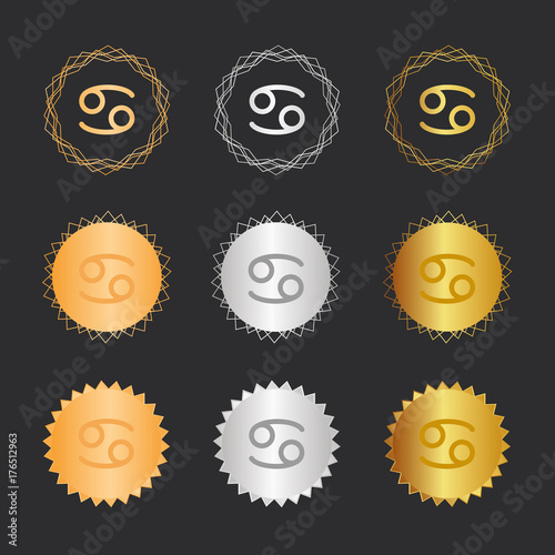 Krebs - Tierkreis - Bronze, Silber, Gold Medaillen