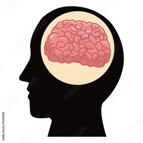 Human brain silhouette icon vector illustration graphic design