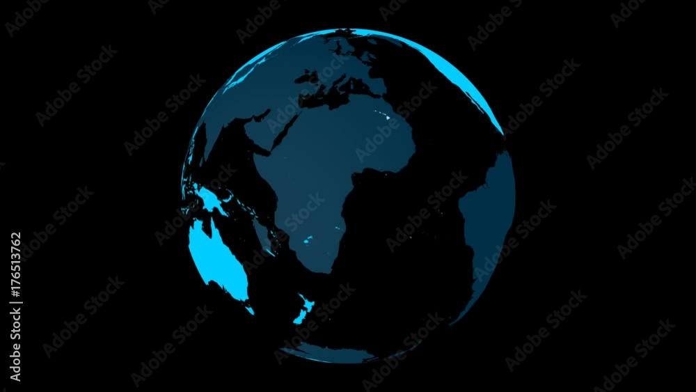 Spinning Planet Earth Globe in blue with transparent glass effect. Rotating 3D object. Footage with alpha channel background. Spinning Planet Earth Globe in blue with transparent glass effect. Rotating 3D object. Footage with alpha channel background.