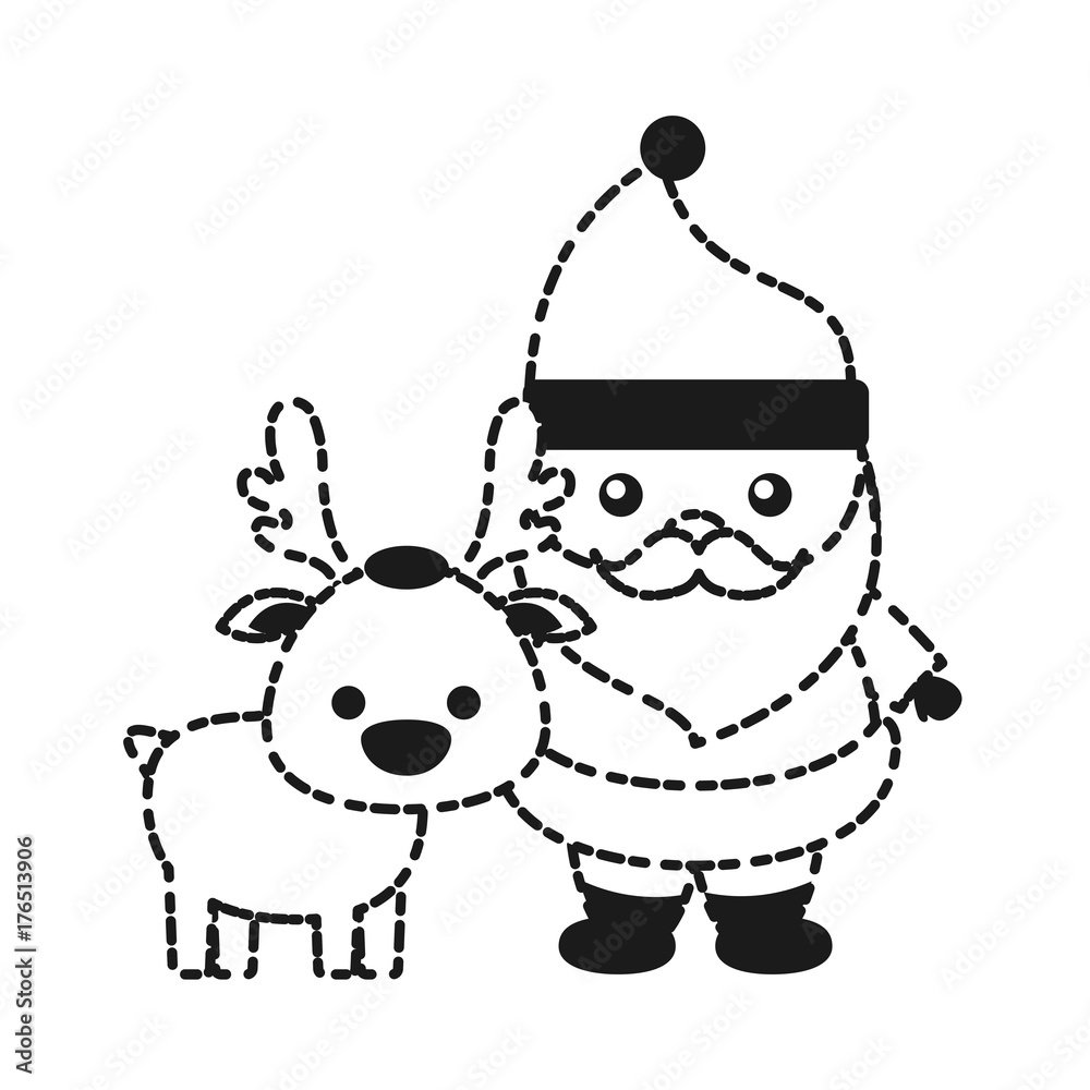 cartoon santa claus and christmas deer icon over white background vector illustration cartoon santa claus and christmas deer icon over white background vector illustration
