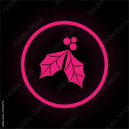 Neon Button rund - Mistelzweig