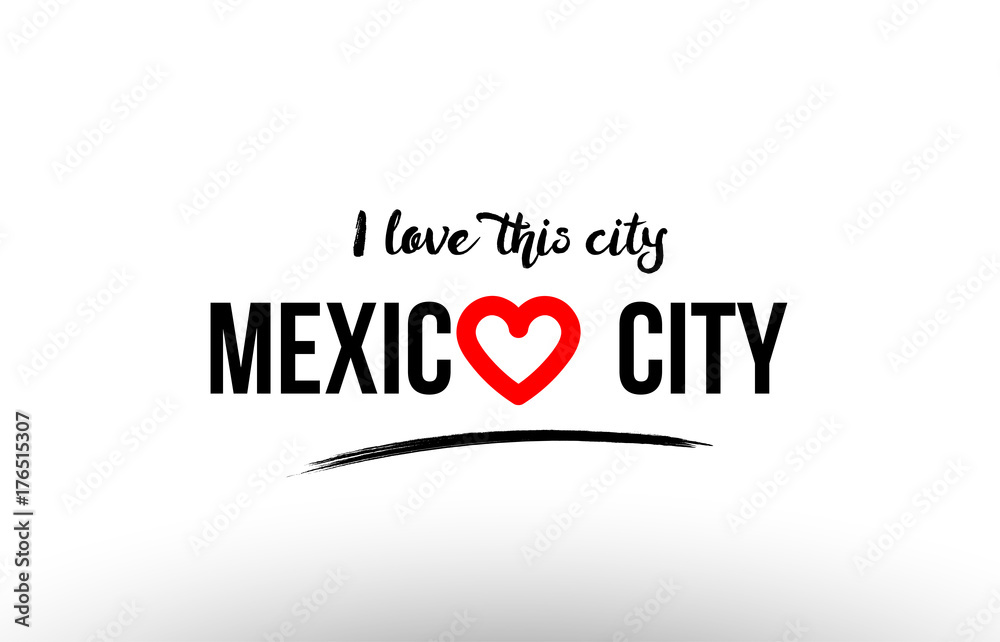 mexico city city name love heart visit tourism logo icon design