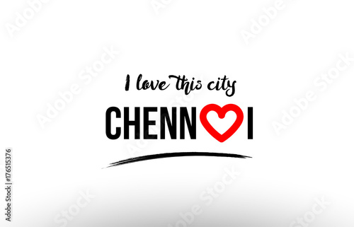 chennai city name love heart visit tourism logo icon design
