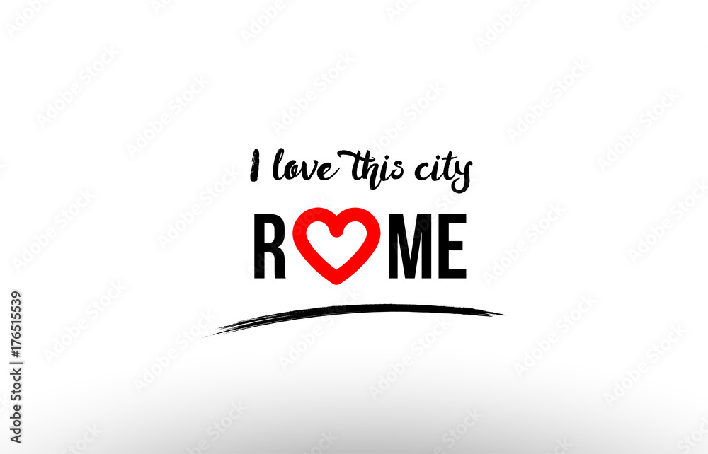 rome city name love heart visit tourism logo icon design