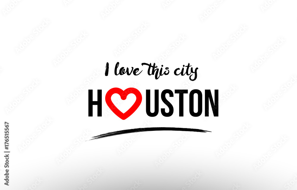 houston city name love heart visit tourism logo icon design