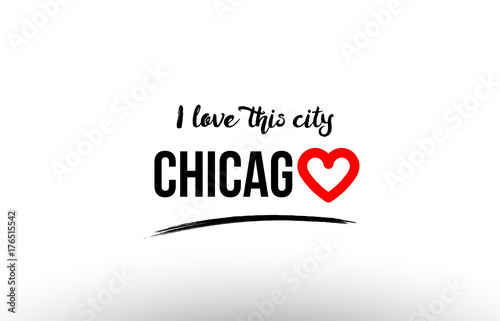 chicago city name love heart visit tourism logo icon design