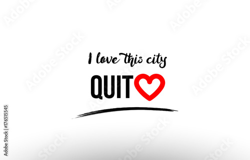 quito city name love heart visit tourism logo icon design