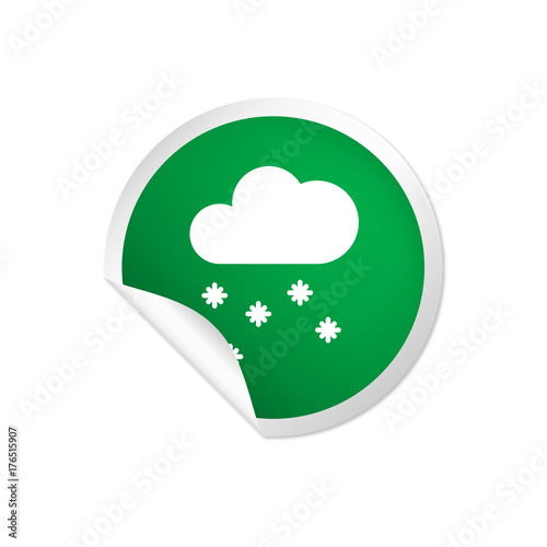 runder Sticker grün - Winter - Schnee - Wolke