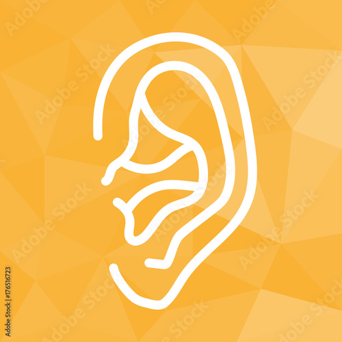Ohr - Icon mit geometrischem Hintergrund gelb