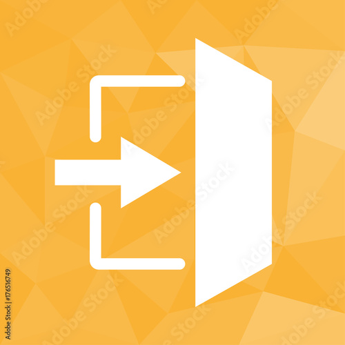 Ausgang - Icon mit geometrischem Hintergrund gelb