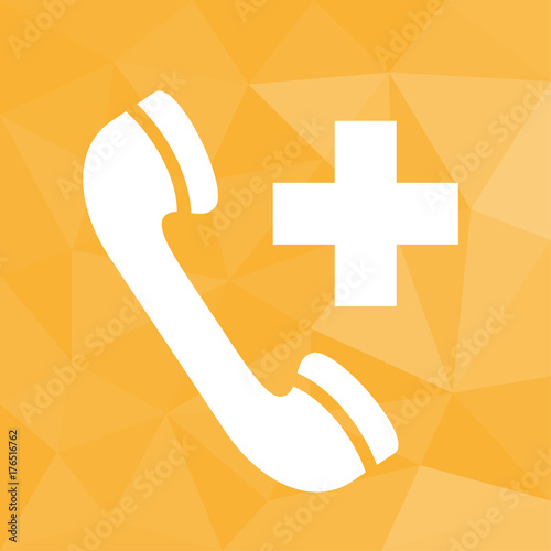 Notruftelefon - Icon mit geometrischem Hintergrund gelb