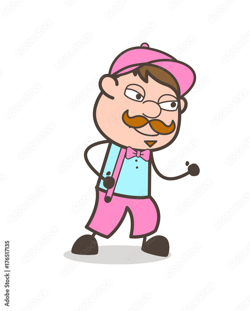 Cartoon Happy Seller Man in Running Pose Vector