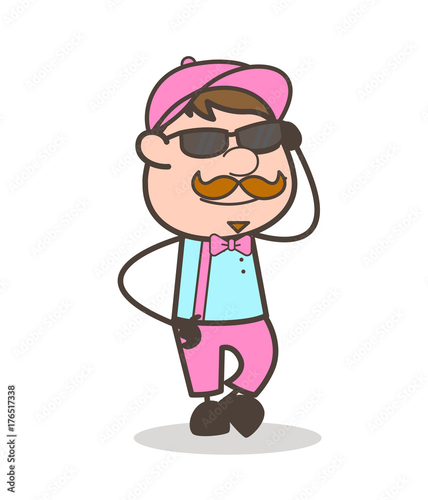 Modern Funny Ice-Cream Seller with Black Sunglasses Vector Modern Funny Ice-Cream Seller with Black Sunglasses Vector
