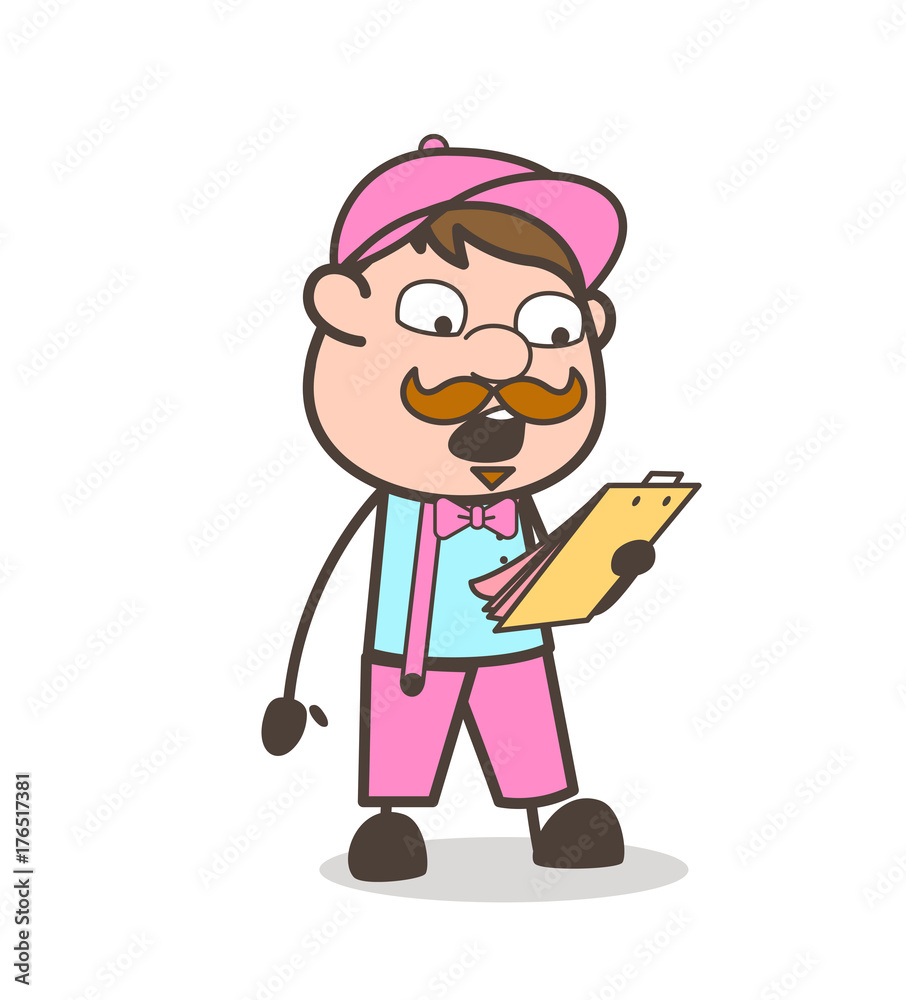 Fototapeta premium Cartoon Office Worker Reading Agreement Document Vector