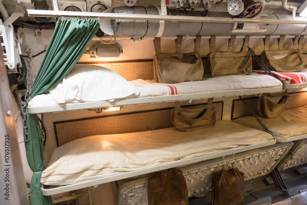 Interior of an old submarine Bed Stock Photo Adobe Stock