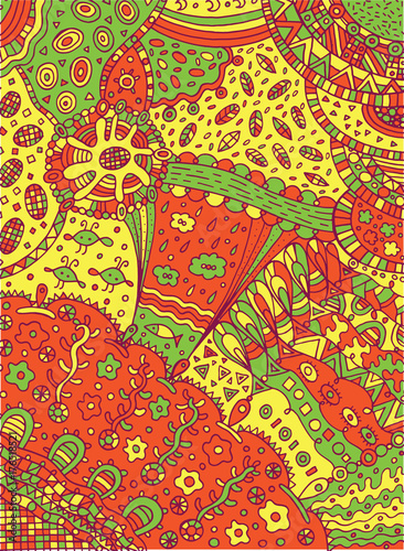 Doodle coloring page for adults. Background illustration for coloring book. Vector graphic art.