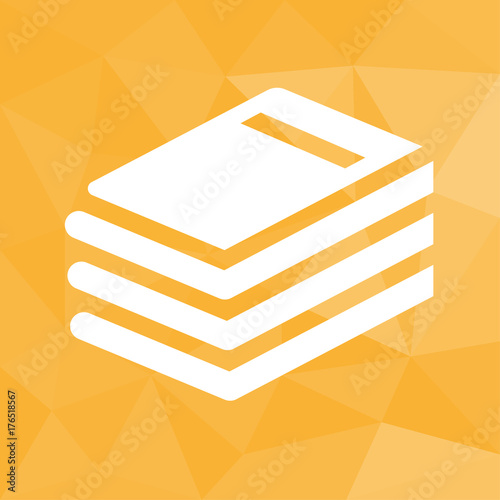 Bücherstapel - Icon mit geometrischem Hintergrund gelb