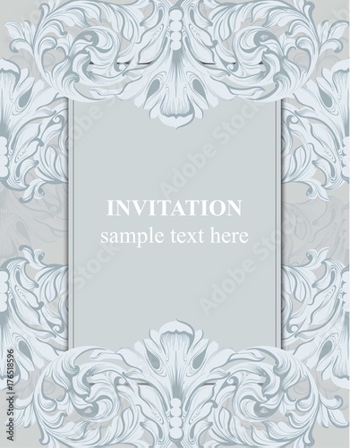 Baroque frame decor for invitation, wedding, greeting cards. Vector illustrat...