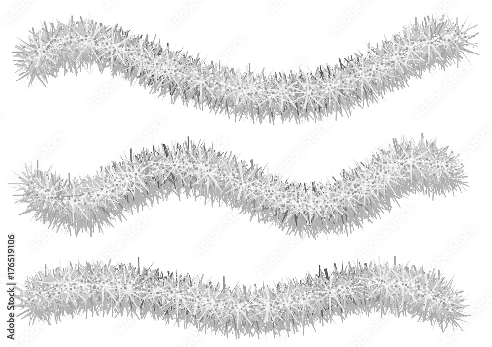 Silver Christmas Chains - Design Elements for Your Graphic Illustration, Vector Silver Christmas Chains - Design Elements for Your Graphic Illustration, Vector