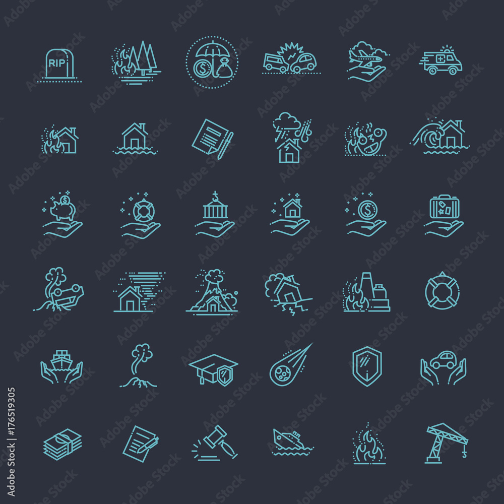 Insurance Icon Thin Line Set Support Services Design for Web and App. Vector illustration Insurance Icon Thin Line Set Support Services Design for Web and App. Vector illustration