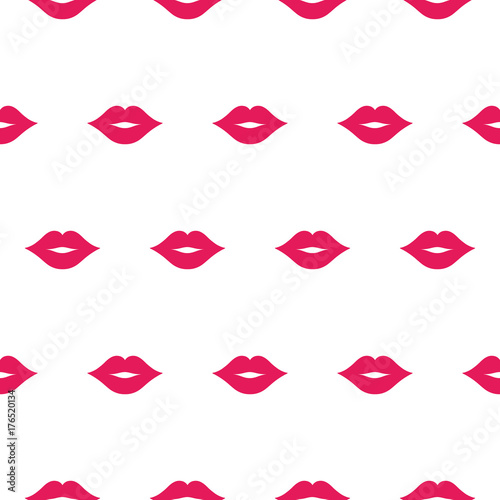 lips kiss romantic pattern red on white