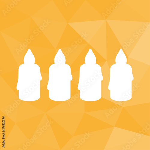 Vier Kerzen - Icon mit geometrischem Hintergrund gelb