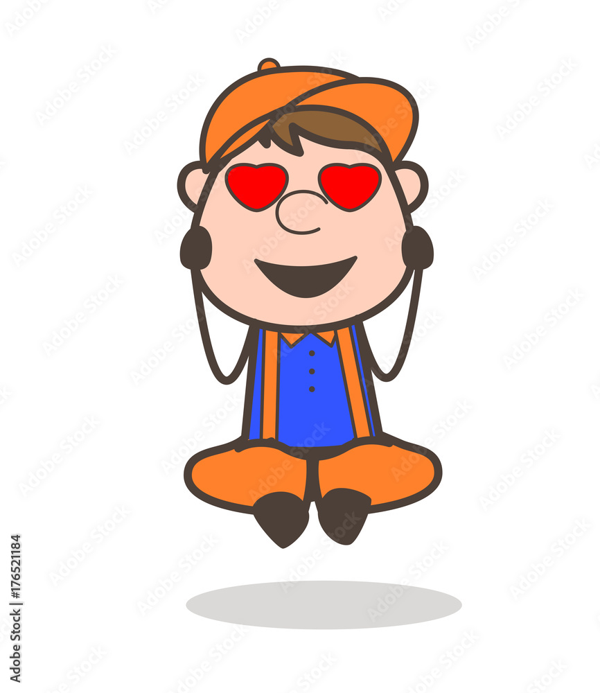 Cartoon Smiling Lover with Heart-Eyes Vector Illustration