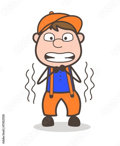 Cartoon Employee Shivering in Fear Vector Illustration