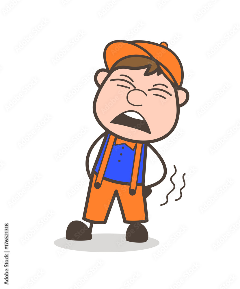 Cartoon Carpenter Worker Hurting Expression Vector Cartoon Carpenter Worker Hurting Expression Vector