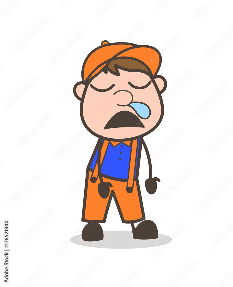 Funny Man Sleeping and Running-Nose Vector Concept Stock Vector | Adobe  Stock