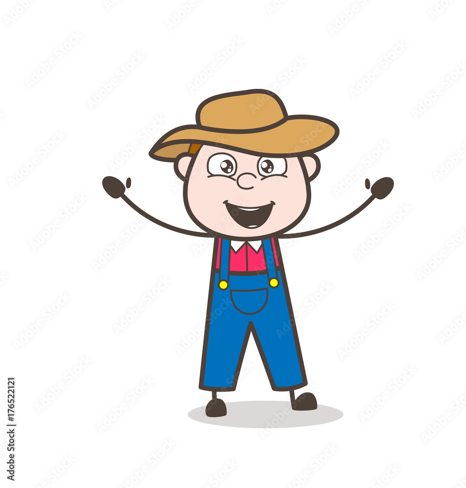 Excited Laughing Farmer Character Expression