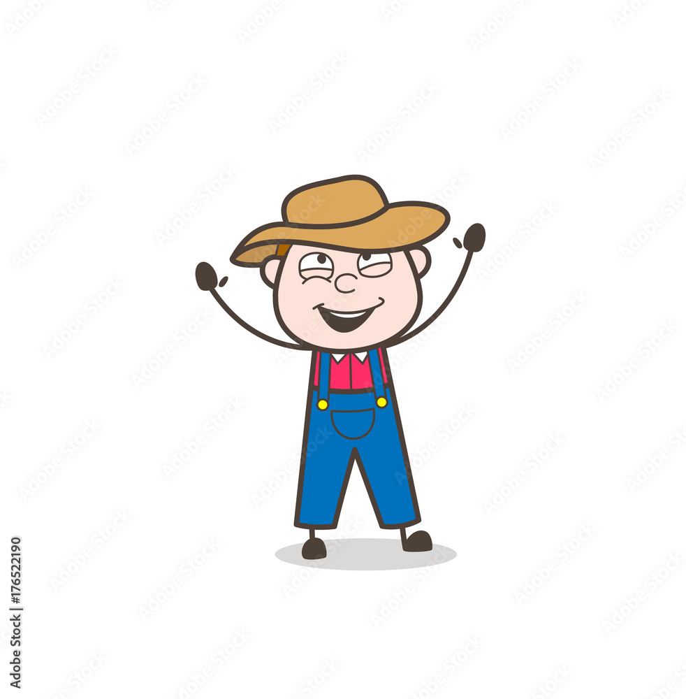 Excited Cartoon Farmer Man Expression Excited Cartoon Farmer Man Expression