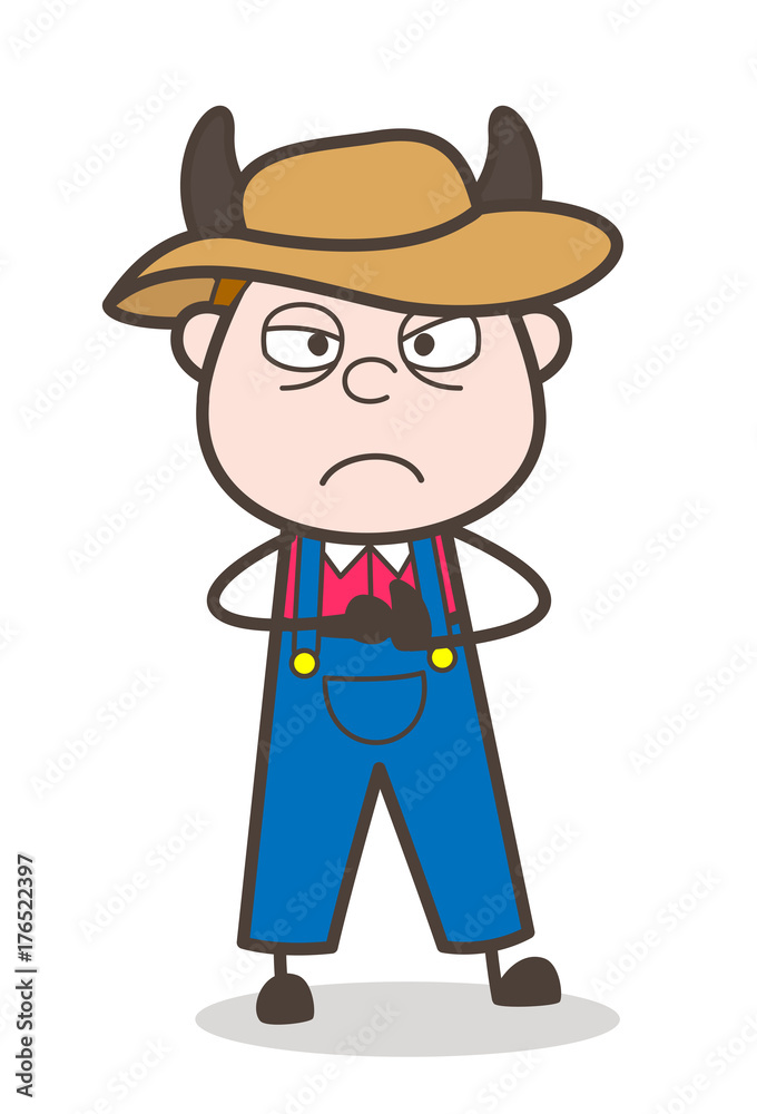 Angry Devil Farmer Face Expression Vector
