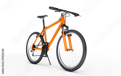 Orange sport bike looks to the right isolated on white background. Sport concept