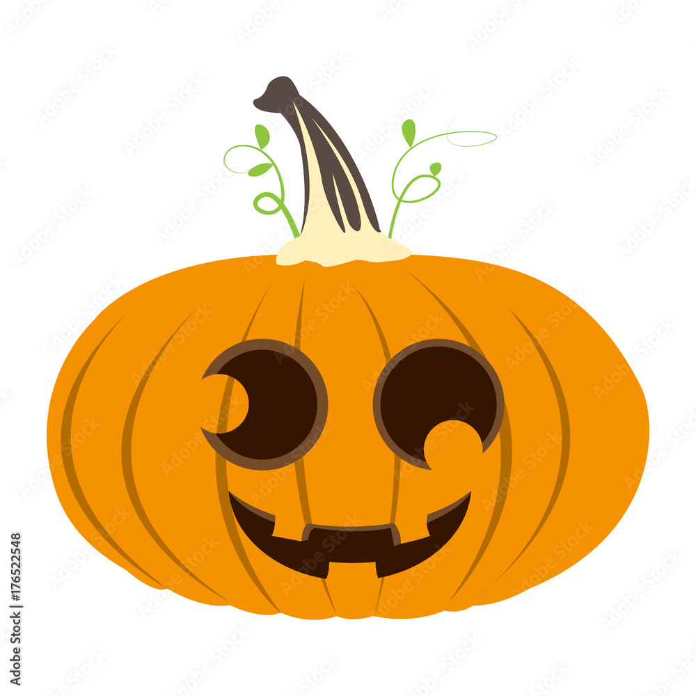 Naklejka premium Isolated halloween jack-o-lantern on a white background, Vector illustration