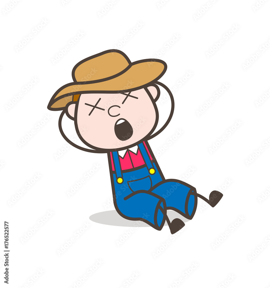 Cartoon Cowboy Dizzy Face Vector Illustration Cartoon Cowboy Dizzy Face Vector Illustration